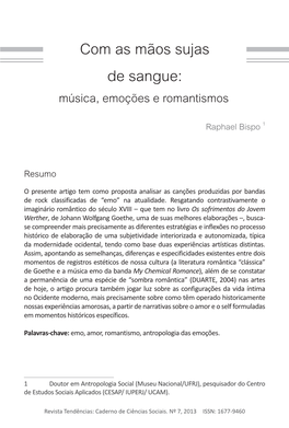 Com As Mãos Sujas De Sangue: Música, Emoções E Romantismos Raphael Bispo 1