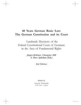 60 Years German Basic Law: the German Constitution and Its Court