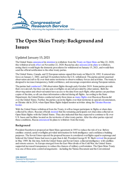 The Open Skies Treaty: Background and Issues