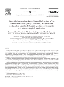 (Early Cretaceous, Araripe Basin, Northeastern Brazil): Stratigraphic, Palaeoenvironmental and Palaeoecological Implications