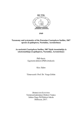 DE TTK 1949 Taxonomy and Systematics of the Eurasian
