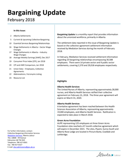 Bargaining Update, February 2018