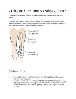 Caring for Your Urinary (Foley) Catheter