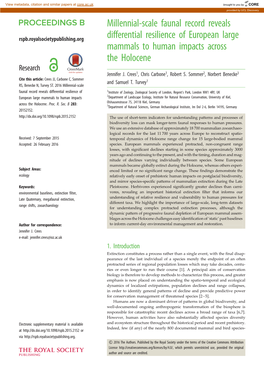 Millennial-Scale Faunal Record Reveals Differential Resilience of European