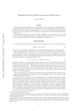 Singularities of Integrable Systems and Nodal Curves