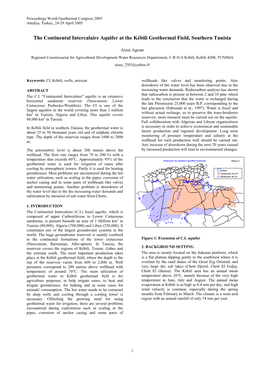 The Continental Intercalaire Aquifer at the Kébili Geothermal Field, Southern Tunisia