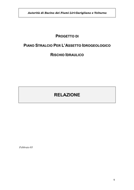 Progetto Di Piano Stralcio Per L'assetto Idrogeologico Rischio Idraulico