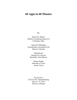 60 Apps in 60 Minutes