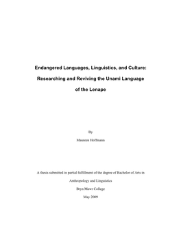 Researching and Reviving the Unami Language of the Lenape