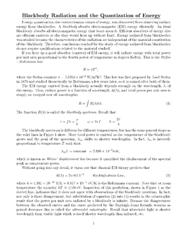 Blackbody Radiation and the Quantization of Energy