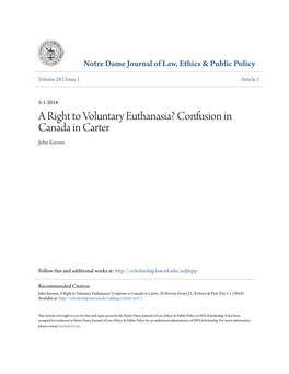 A Right to Voluntary Euthanasia? Confusion in Canada in Carter John Keown