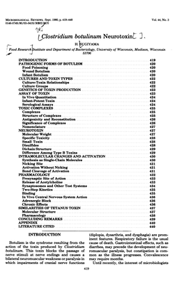 Lllostridium Botulinum Neurotoxinl I H