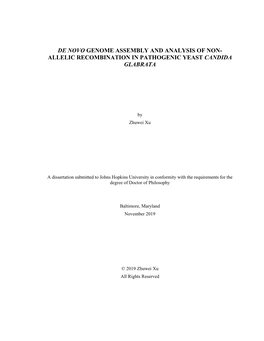 De Novo Genome Assembly and Analysis of Non- Allelic Recombination in Pathogenic Yeast Candida Glabrata
