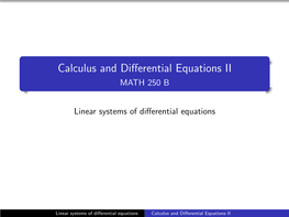 Calculus and Differential Equations II