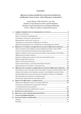 Regional Literature Review on Ecosystem Services and Poverty Alleviation – China Desakota Assessment