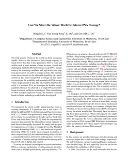 Can We Store the Whole World's Data in DNA Storage?