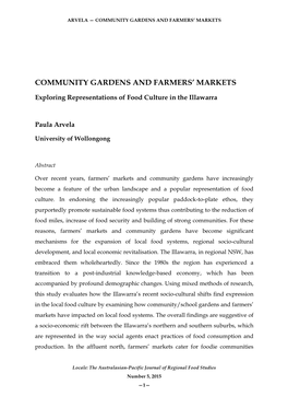 Community Gardens and Farmers' Markets