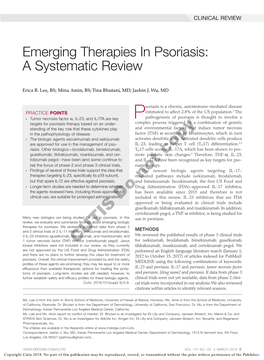 Emerging Therapies in Psoriasis: a Systematic Review