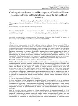 Challenges for the Promotion and Development of Traditional Chinese Medicine in Central and Eastern Europe Under the Belt and Road Initiative