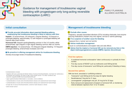 Guidance for Management of Troublesome Vaginal Bleeding with Progestogen-Only Long-Acting Reversible Contraception (LARC)