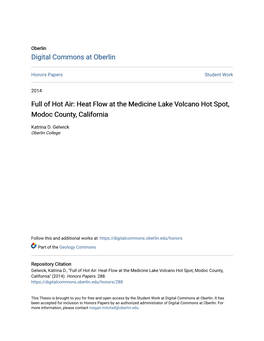 Heat Flow at the Medicine Lake Volcano Hot Spot, Modoc County, California