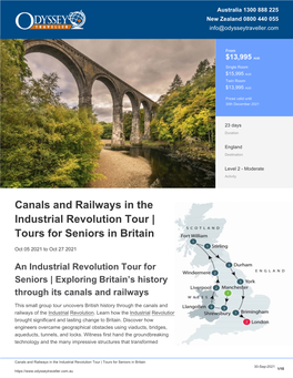 Canals and Railways in the Industrial Revolution Tour | Tours for Seniors in Britain