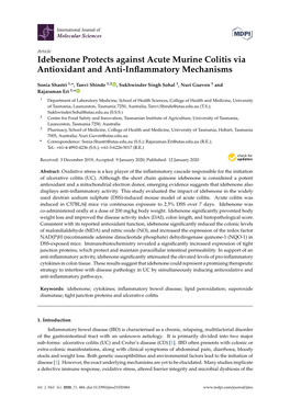 Idebenone Protects Against Acute Murine Colitis Via Antioxidant and Anti-Inﬂammatory Mechanisms