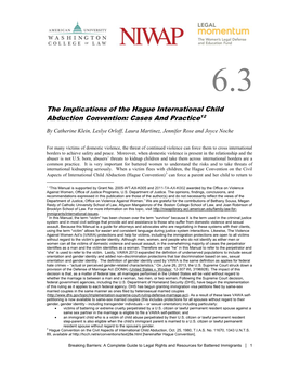 The Implications of the Hague International Child Abduction Convention: Cases and Practice12