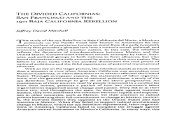SAN Francisco and the 1911 BAJA CALIFORNIA REBELLION
