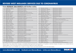 Revised West Midlands Services Due To