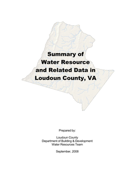 Summary of Water Resource and Related Data in Loudoun County, VA