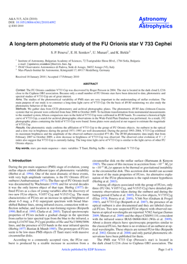 A Long-Term Photometric Study of the FU Orionis Star V 733 Cephei