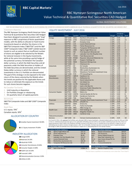 RBC Nymeyer-Scrimgeour North American Value Technical & Quantitative Roc Securities CAD Hedged