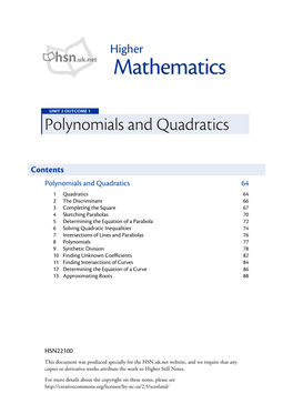 Polynomials and Quadratics