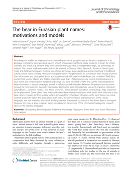 The Bear in Eurasian Plant Names