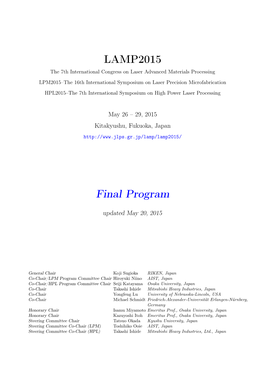 Final Program of LAMP2015