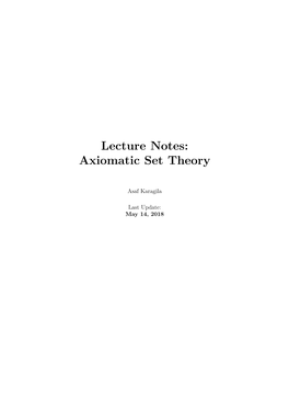 Lecture Notes: Axiomatic Set Theory