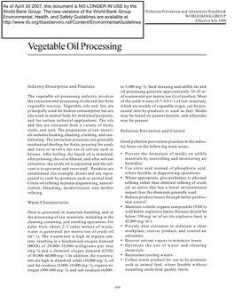 Vegetable Oil Processing