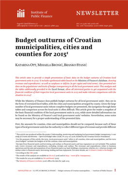 Budget Outturns of Croatian Municipalities, Cities and Counties for 20151