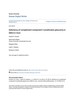 Deficiency of Complement Component 5 Ameliorates Glaucoma in DBA/2J Mice