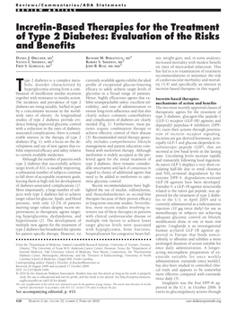 Incretin-Based Therapies for the Treatment of Type 2 Diabetes: Evaluation of the Risks and Beneﬁts