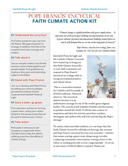 Pope Francis' Encyclical Resources Page from Interfaith Power & Light