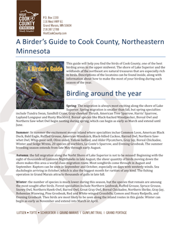 A Birder's Guide to Cook County, Northeastern Minnesota Birding