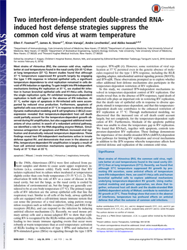 Two Interferon-Independent Double-Stranded RNA-Induced Host