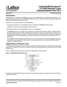 Latticesc/M Broadcom® 2.5 Gbe Physical Layer Interoperability Over CX-4