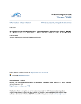 Bio-Preservation Potential of Sediment in Eberswalde Crater, Mars