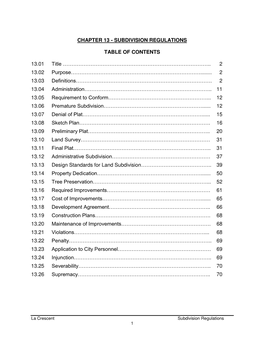 Chapter 13 - Subdivision Regulations