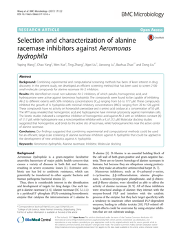 Selection and Characterization of Alanine Racemase Inhibitors Against