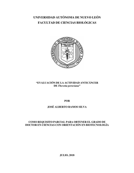 Universidad Autónoma De Nuevo León Facultad De Ciencias Biológicas