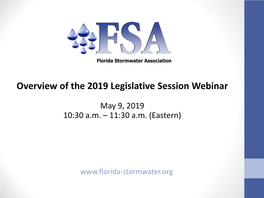 Overview of the 2019 Legislative Session Webinar